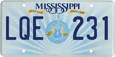MS license plate LQE231