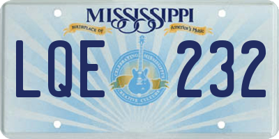 MS license plate LQE232