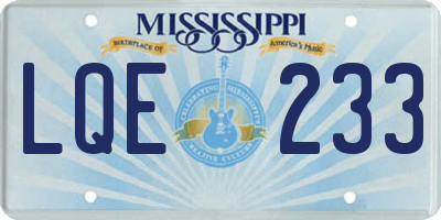 MS license plate LQE233