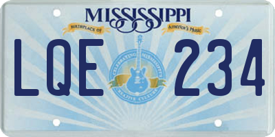 MS license plate LQE234