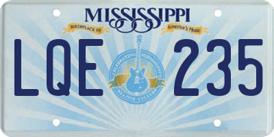 MS license plate LQE235