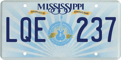MS license plate LQE237