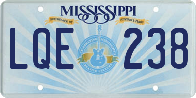 MS license plate LQE238
