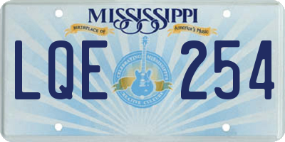 MS license plate LQE254