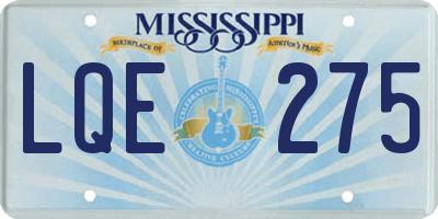 MS license plate LQE275