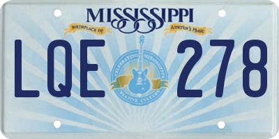 MS license plate LQE278