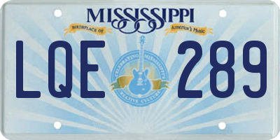 MS license plate LQE289