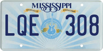 MS license plate LQE308