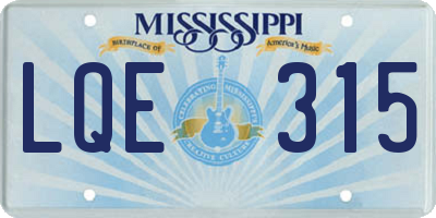 MS license plate LQE315