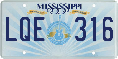MS license plate LQE316