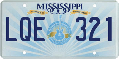 MS license plate LQE321