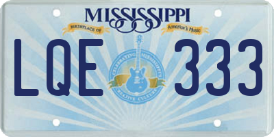 MS license plate LQE333