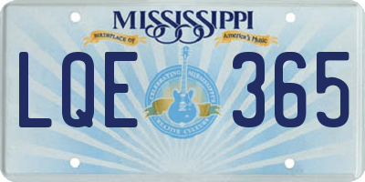 MS license plate LQE365