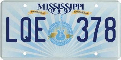 MS license plate LQE378