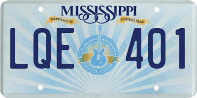 MS license plate LQE401