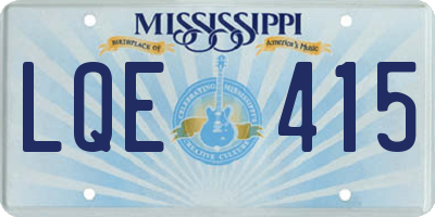 MS license plate LQE415