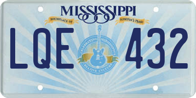 MS license plate LQE432
