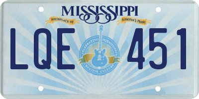 MS license plate LQE451
