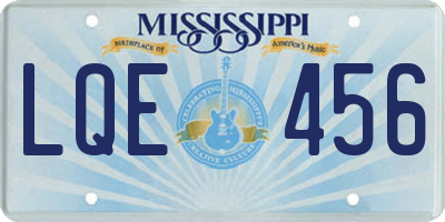 MS license plate LQE456