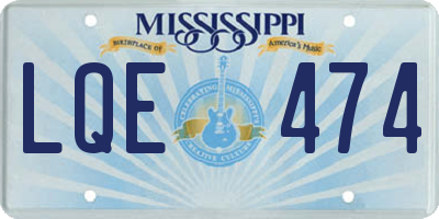 MS license plate LQE474