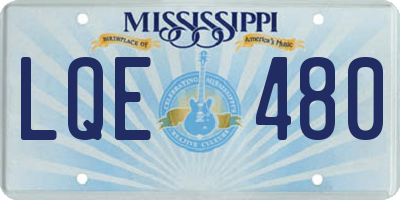 MS license plate LQE480