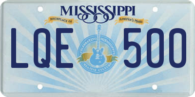 MS license plate LQE500