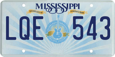 MS license plate LQE543