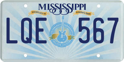 MS license plate LQE567