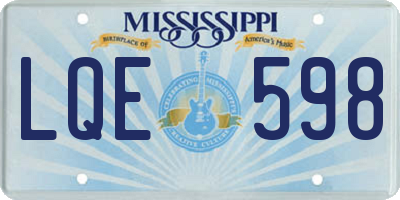 MS license plate LQE598