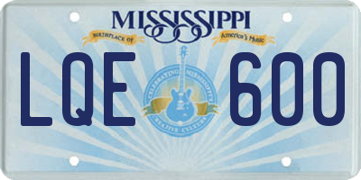 MS license plate LQE600