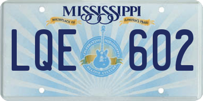 MS license plate LQE602