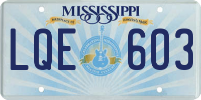 MS license plate LQE603