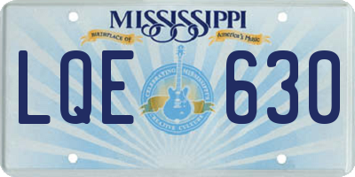 MS license plate LQE630