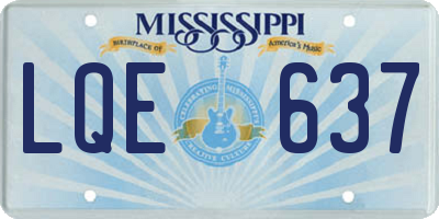 MS license plate LQE637