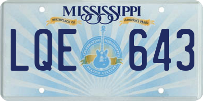MS license plate LQE643