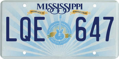 MS license plate LQE647