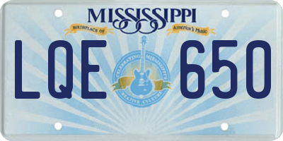 MS license plate LQE650