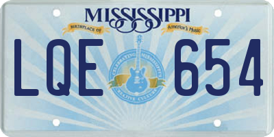 MS license plate LQE654
