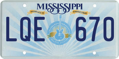 MS license plate LQE670