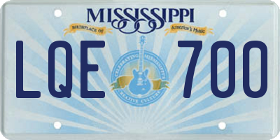 MS license plate LQE700