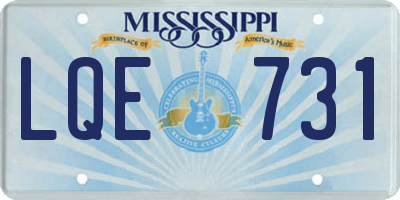 MS license plate LQE731