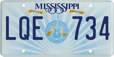 MS license plate LQE734