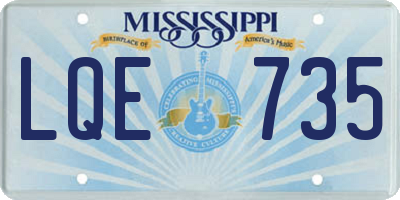 MS license plate LQE735