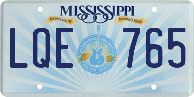 MS license plate LQE765