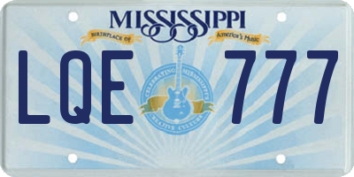 MS license plate LQE777