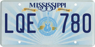 MS license plate LQE780