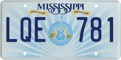 MS license plate LQE781