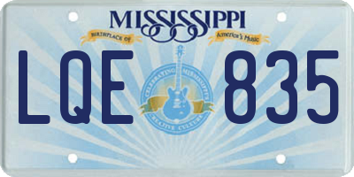 MS license plate LQE835