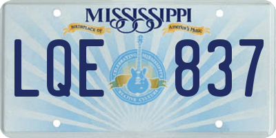 MS license plate LQE837