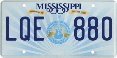MS license plate LQE880